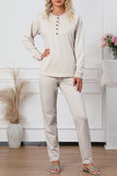 Plus Size Long Sleeve Henley Top Drawstring Pants Outfit