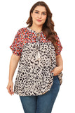 Plus Size Boho Print Short Sleeve Blouse