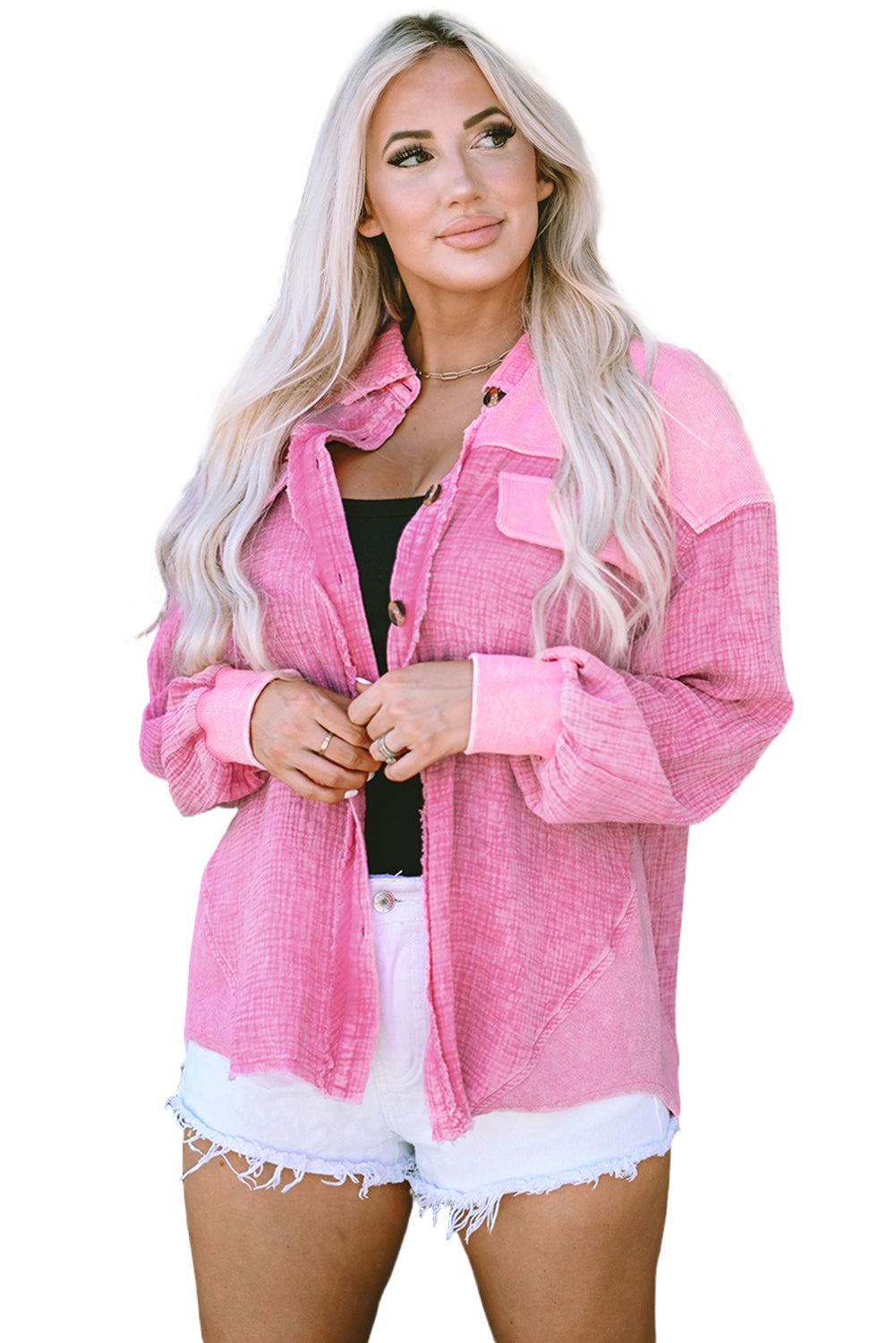 Veste en coton délavé rose minéral