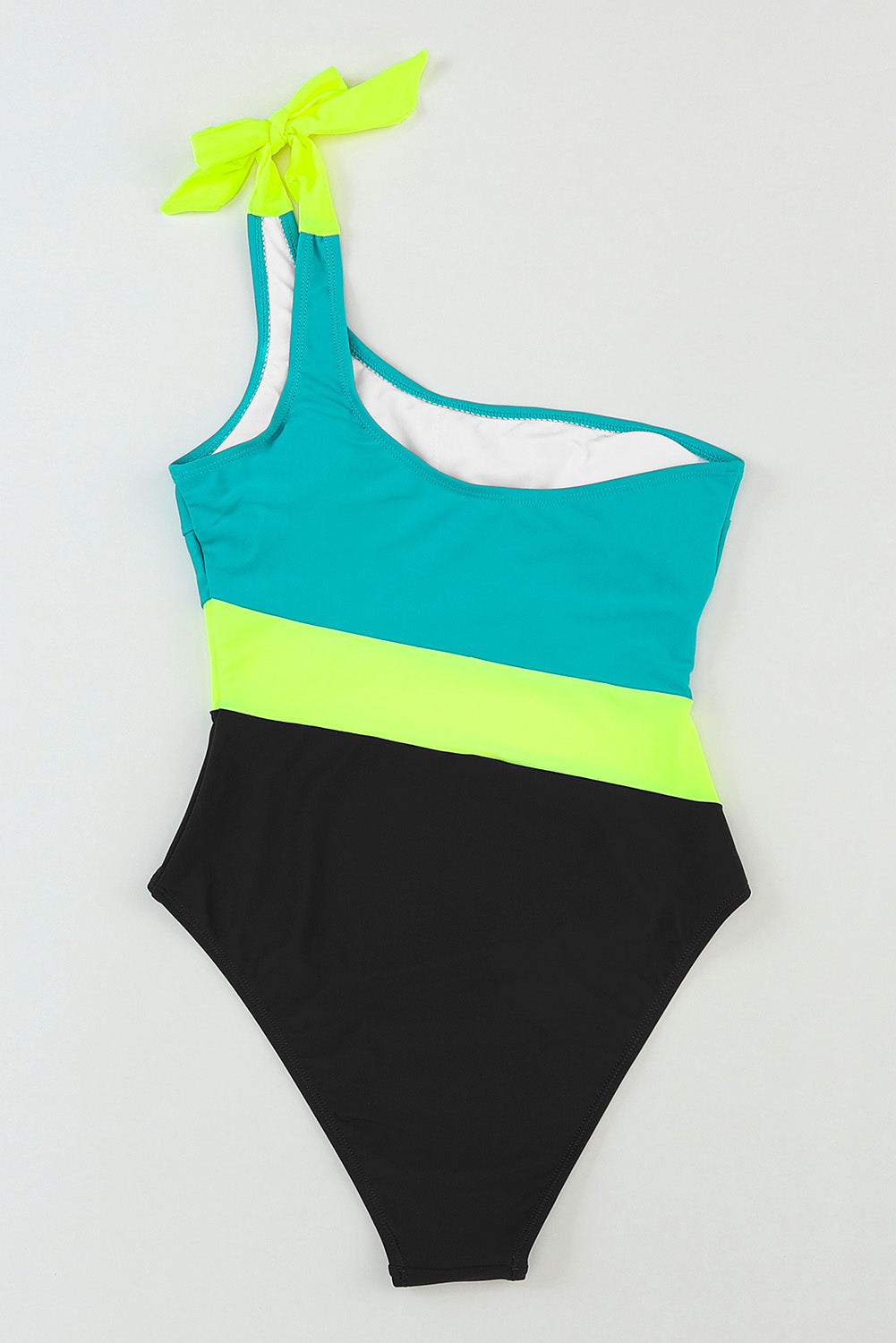 Asymmetric One-shoulder Colorblock One-piece Swimsuit