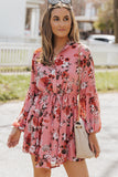 Vintage Floral Print Drawstring Flowy Dress