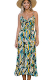 Abstract Printed Spaghetti Straps Ruffle Maxi Dress