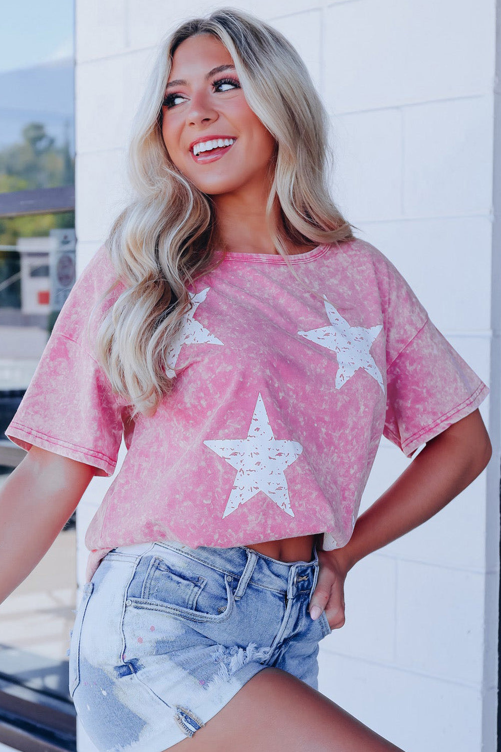 Vintage Star Printed Mineral Wash Graphic Tee