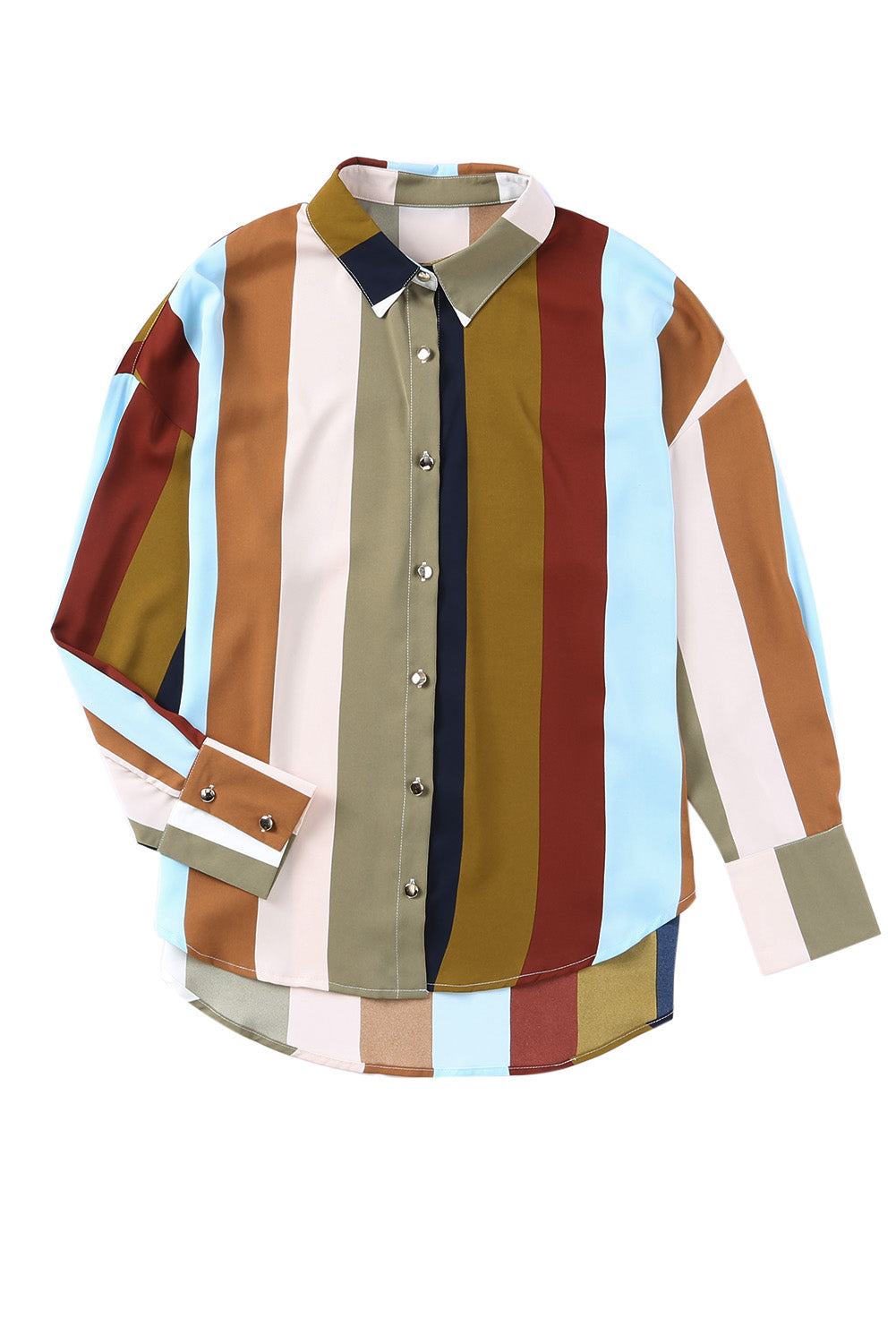 Stripe Color Block Oversized Long Sleeve Shirt