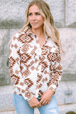 Western Aztec Pattern Button Flap Pocket Shirt