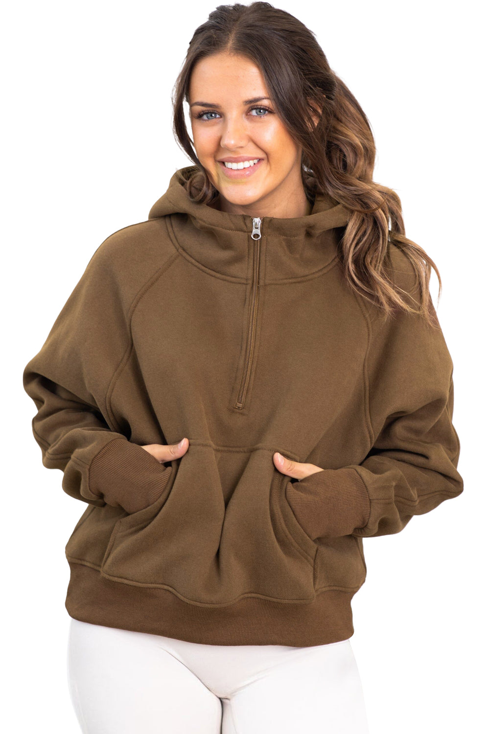 Kangaroo Pocket Half Zipper Loose Fit Hoodie