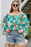 Floral Print Frilled Off Shoulder Plus Size Blouse