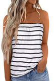 White Striped Strapless Bandeau Tank