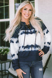 Tie Dye Lace Up V-Neck Long Sleeve Top