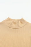 Ribbed Knit High Neck Long Sleeve Top