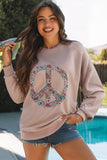 Goat Floral Peace Symbol Drop Shoulder Sweatshirt