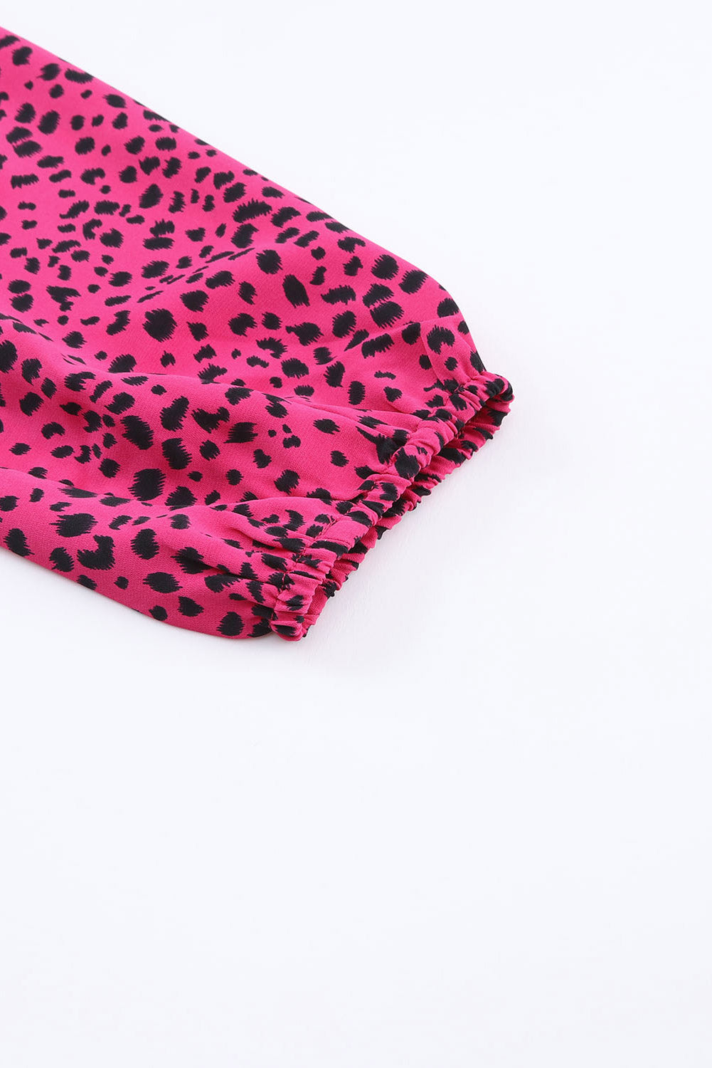 Leopard Print Pleated Blouse with Keyhole