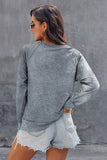 Sweat-shirt gris à manches longues et col rond