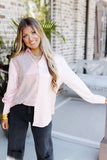 Sequin Contrast Long Sleeve Shirt