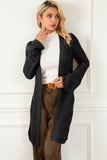 Black Pointelle Knit Open Front Cardigan