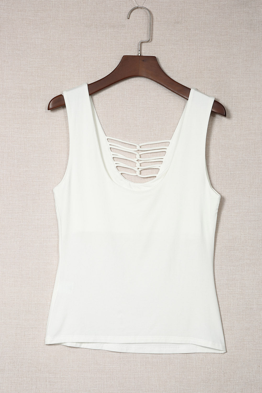 Lace up Hollow-out Neck Solid Tank Top