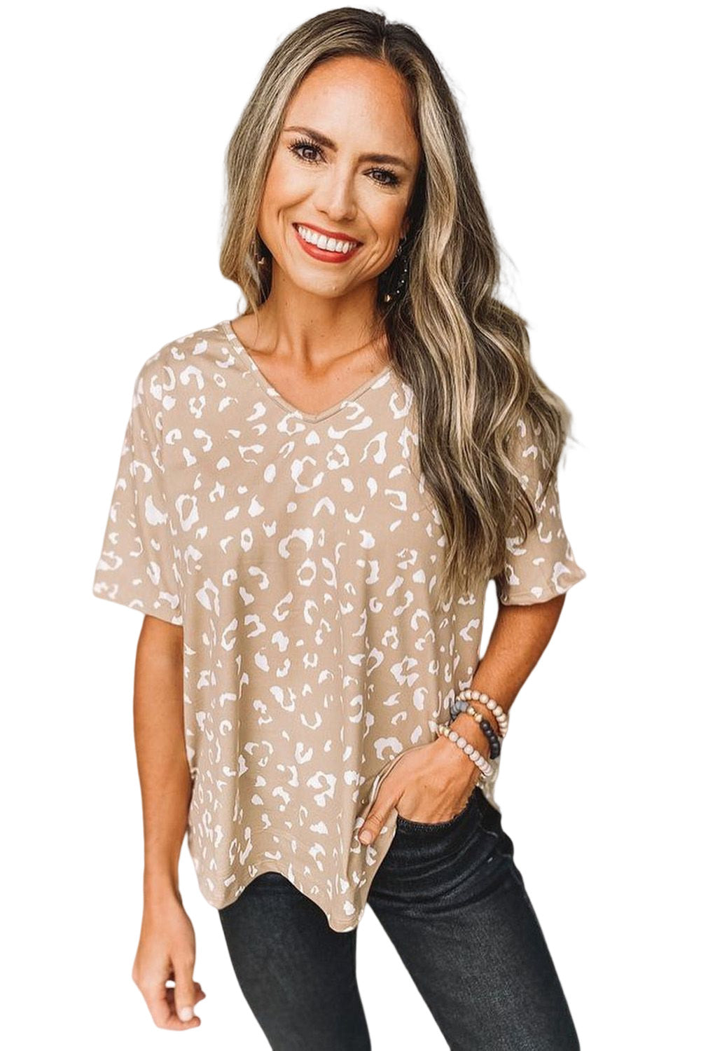 Leopard Spots Print Loose T Shirt