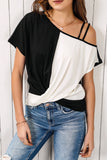 Asymmetric Strappy Cold Shoulder Long Sleeve Top