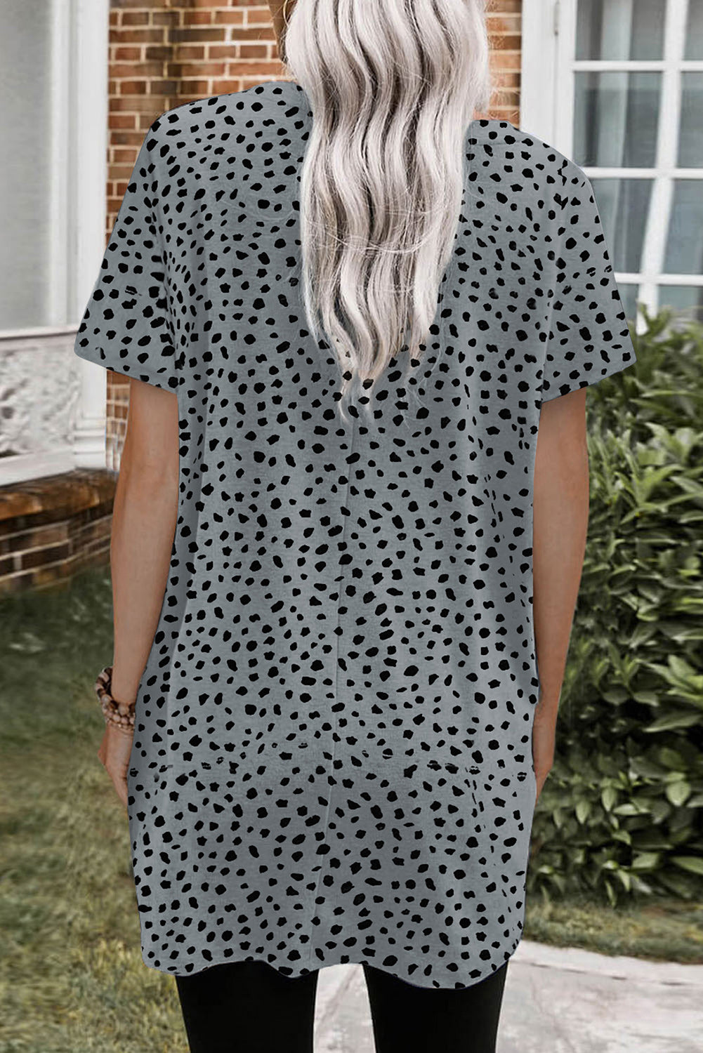 Print Side Pockets Tunic Top