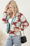 Red Geometric Aztec Pattern Plus Size Fleece Jacket