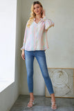 Abstract Print Frilled Buttoned Long Sleeve Shirt