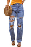 Heavy Destroyed Big Hole Boyfriend Jeans