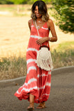 Tie Dye Striped Spaghetti Straps Maxi Dress