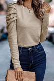 Buttoned Puff Long Sleeve Sheath Top