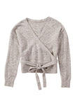 Wrap V Neck Back Tie Knit Sweater