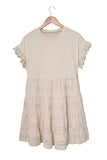 Eyelet Pattern Tiered Short Dress