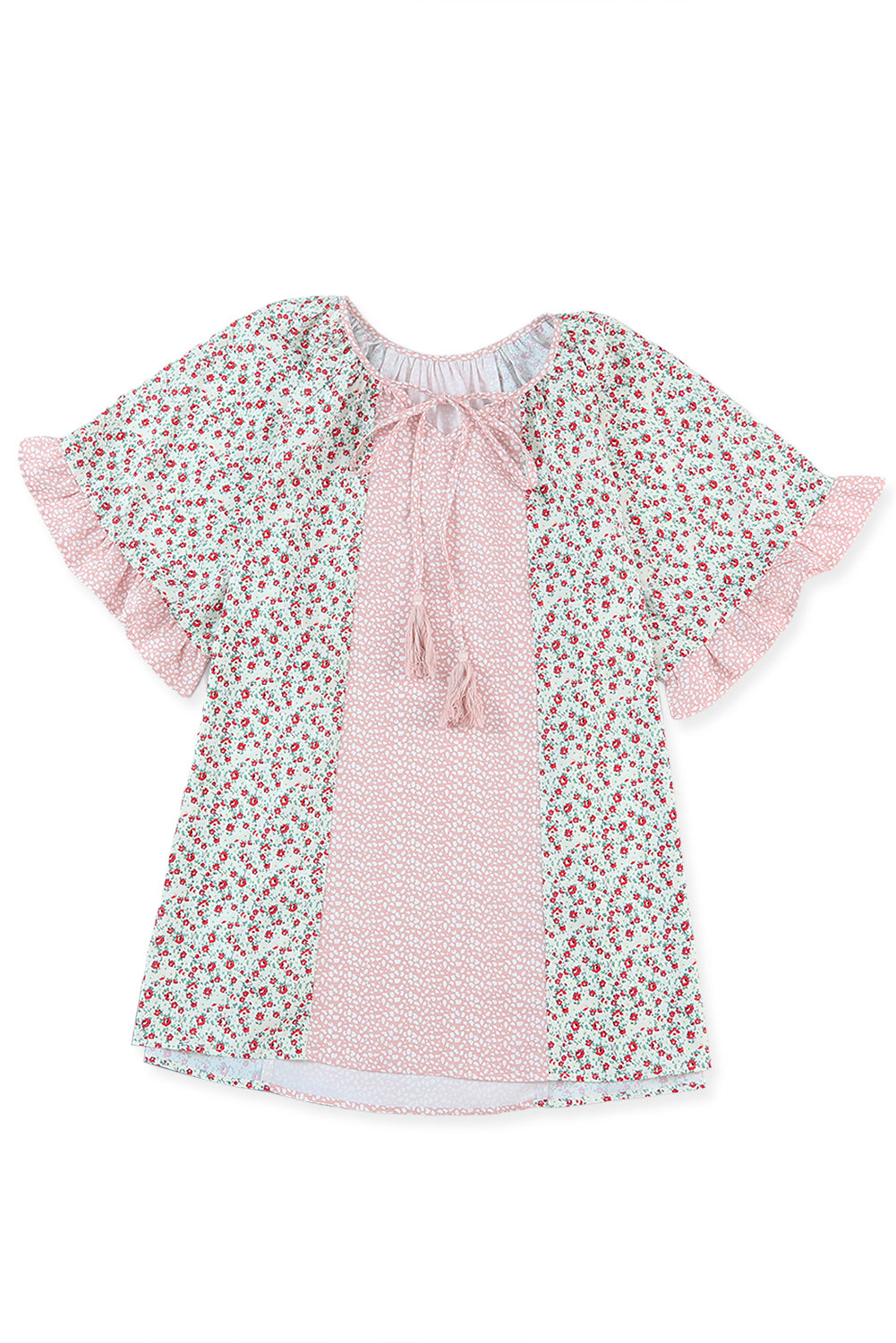 Chemisier à manches longues Dotty Floral Patchwork grande taille rose