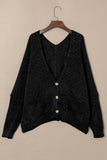 Buttons Front Pocketed Sweater Cardigan