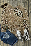 Leopard Print Bleached Long Sleeve Top