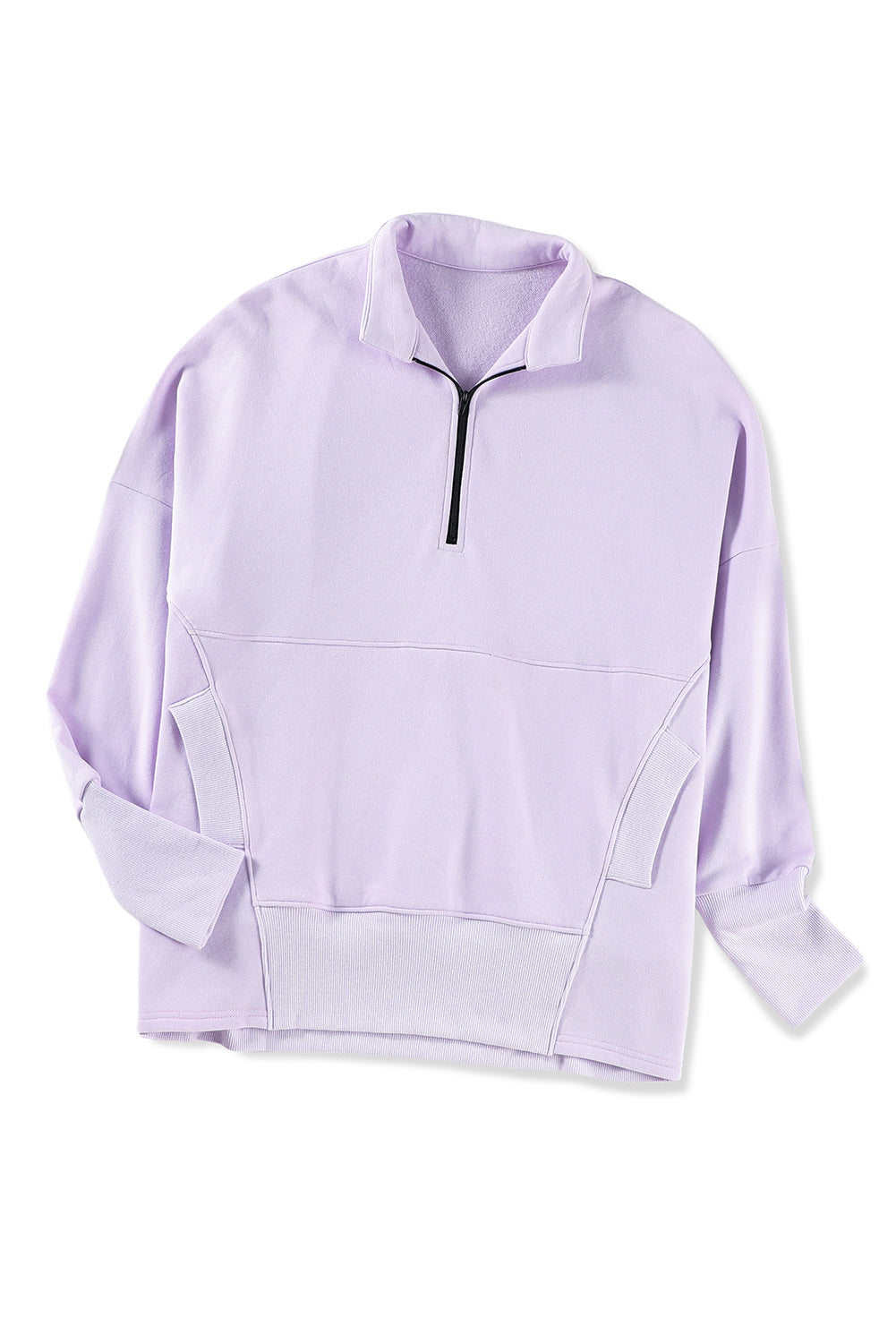 Sweat-shirt violet surdimensionné à fermeture éclair 1/4