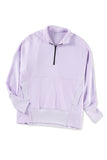 Sweat-shirt violet surdimensionné à fermeture éclair 1/4