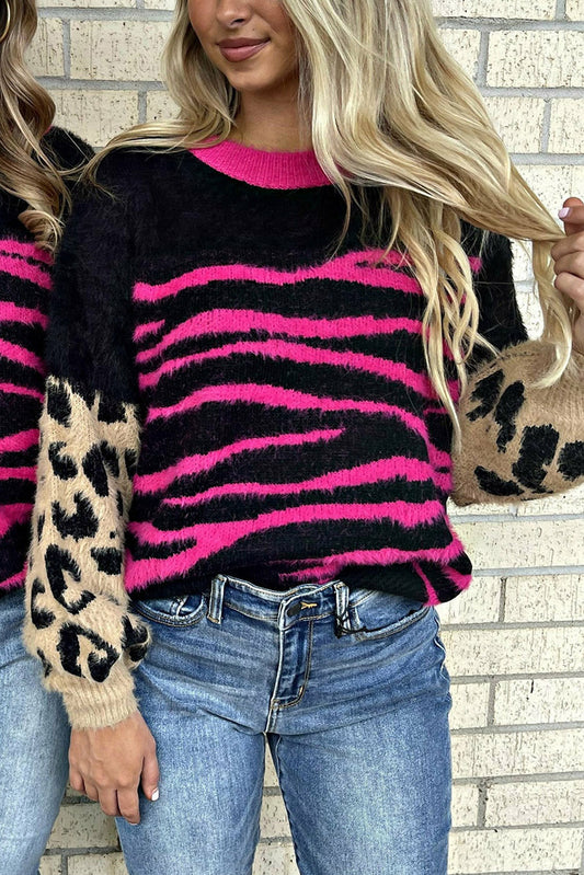 Leopard Zebra Print Pullover Sweater