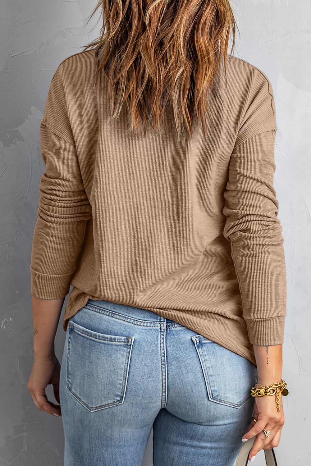 Button Front Turn-down Neck Knit Top