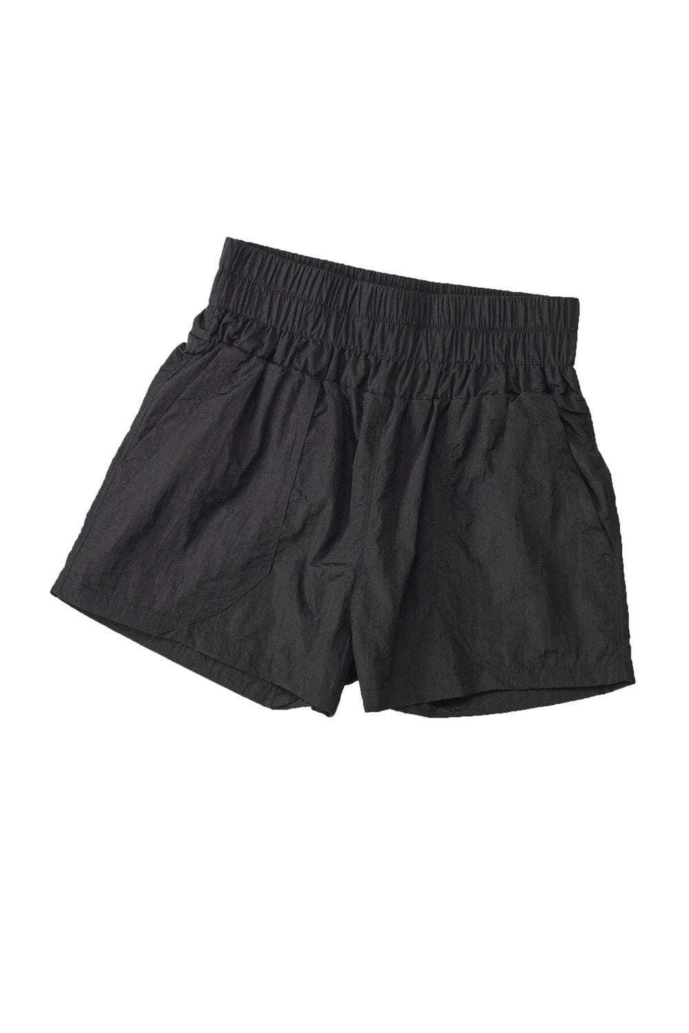 Short noir taille haute élastique avec poches latérales