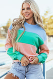 Meadow Mauve Colorblock Patchwork Drop Shoulder Sweatshirt