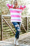 Striped Side Slit Plus Size Sweatshirt