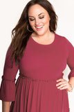 Tiered Ruffled 3/4 Sleeve Plus Size Dress