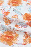 Blouse dolman orange fendue à col en V et imprimé floral 