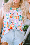 Polka Dot Print Ruffled Sleeve Babydoll Blouse