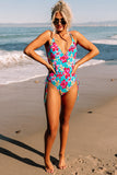 Flower Print Open Back One-piece Swimwear