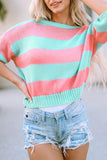 Contrast Striped Drop Shoulder Loose Sweater