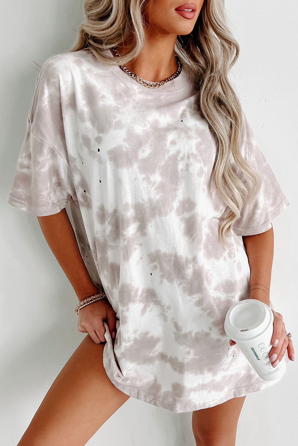 Tie-dye Round Neck Short Sleeve Top