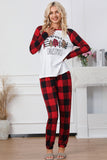 Plaid Merry Christmas Graphic Loungewear Set