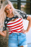 Contrast American Flag Cutout T-Shirt