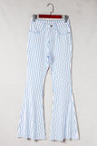 High Waist Striped Print Flared Pants