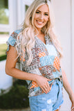 Boho Mixed Patterns Flutter Sleeves Top